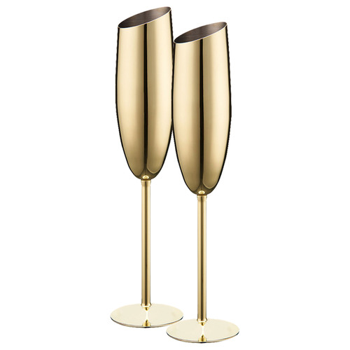 Expert Homewares Gold 200ml Stainless Steel Champagne Flutes